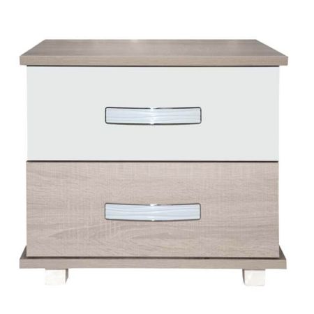 0702041 SOTUFAB Table De Nuit ZEINEB CHE24CB (H46xL50xP42) Chêne Bruit & Blanc