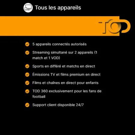 TOD Abonnement Tv & Streaming 6 Mois / 5 Ecran