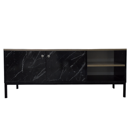 Meuble TV Style Scandinave Baya Chêne Brut & Noir | DREAMS