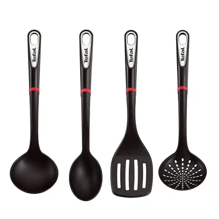 Kit d’ustensiles Tefal Ingenio noir - Spatule, cuillère, louche, écumoire - Collection K206S414