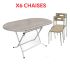 Table Pliante 120 x 80 cm  & 6 Chaises CITY Beige | SOTUFAB 