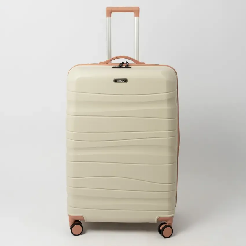Valise TITOU Incassable Polypropylene | Modèle 30KG - Beige/Saumon