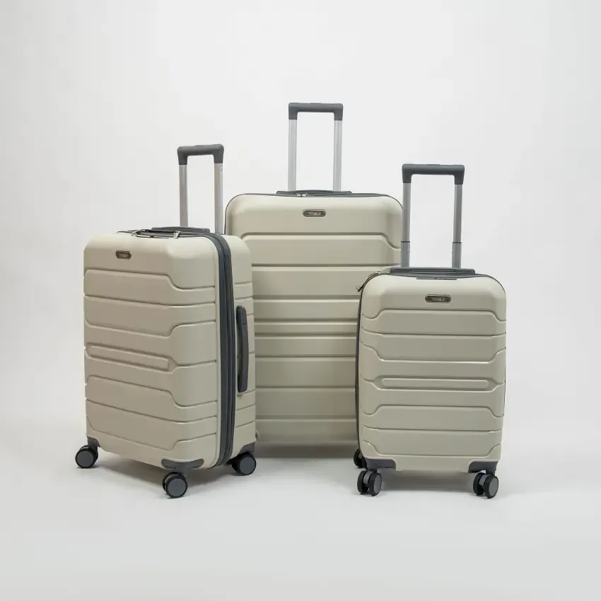 Valise TITOU Incassable Polypropylene | Modèle 15KG - Beige/Gris 