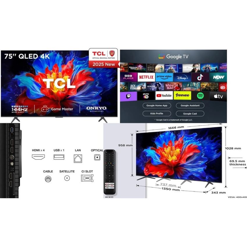 Tv TCL 75 Pouces P8K | UHD 4K - Smart