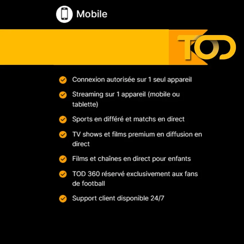 Abonnement TOD Tv & Streaming 1 mois | 1 Ecran