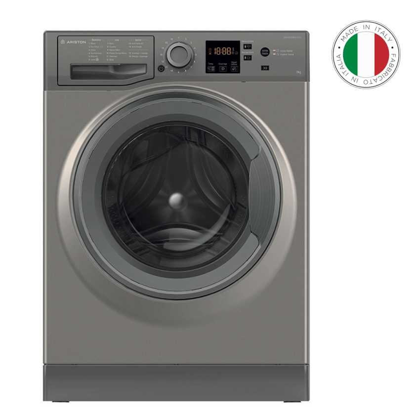 Machine à laver ARISTON 7 Kg | Essorage 1200 Tours/min - NS723U GG EX - Silver 