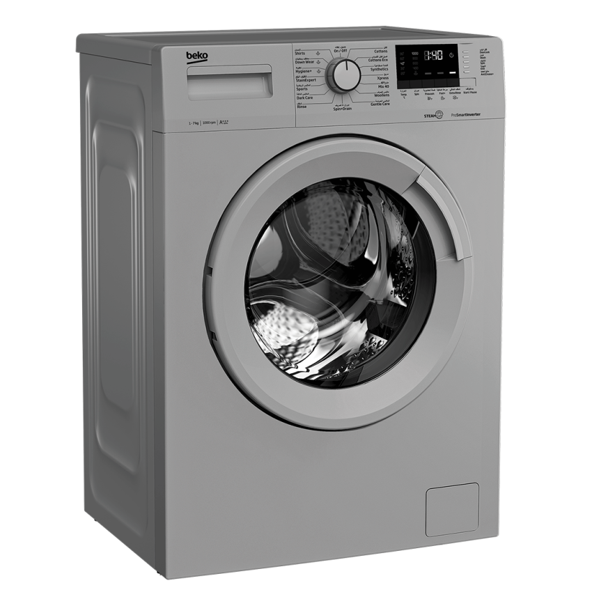 Machine à Laver BEKO 7 Kg | 1000 tours/min - Inverter - Silver 