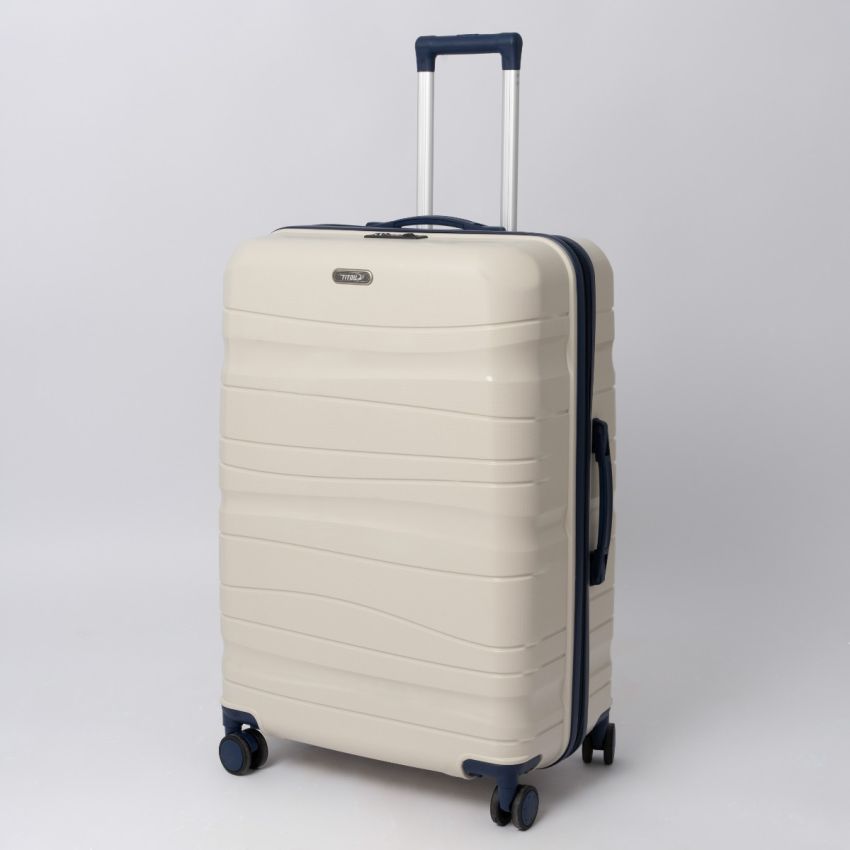 Valise TITOU Incassable Polypropylene | Modèle 15KG - Beige/Bleu 
