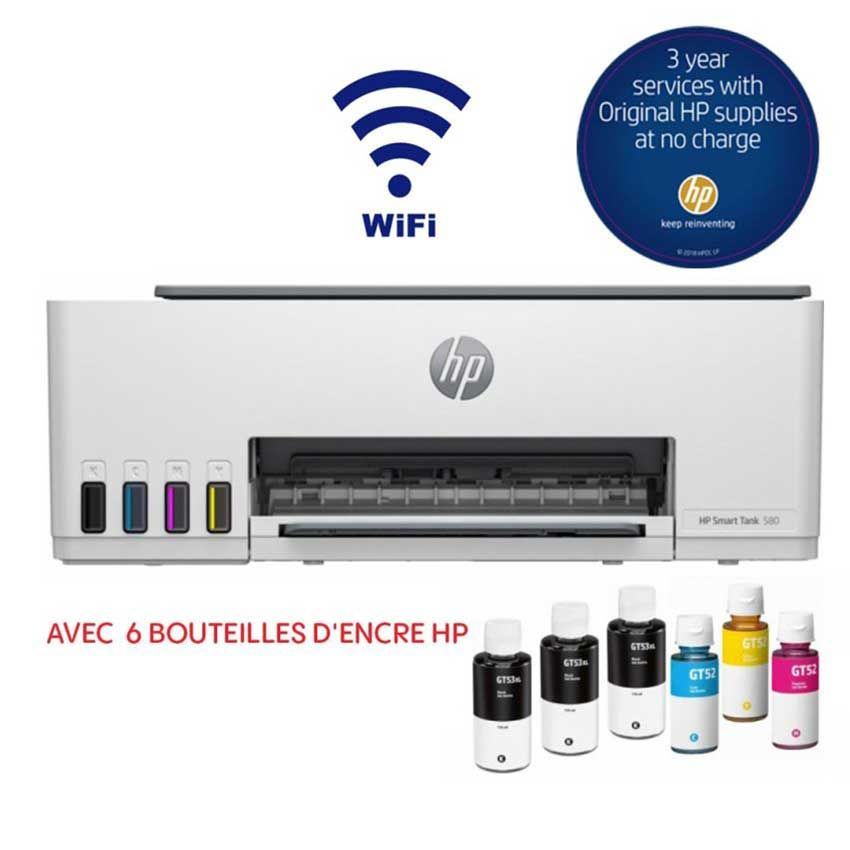 Imprimante HP Smart Tank 585 | Multifonction Wi-Fi + 6 Bouteilles d'encre HP