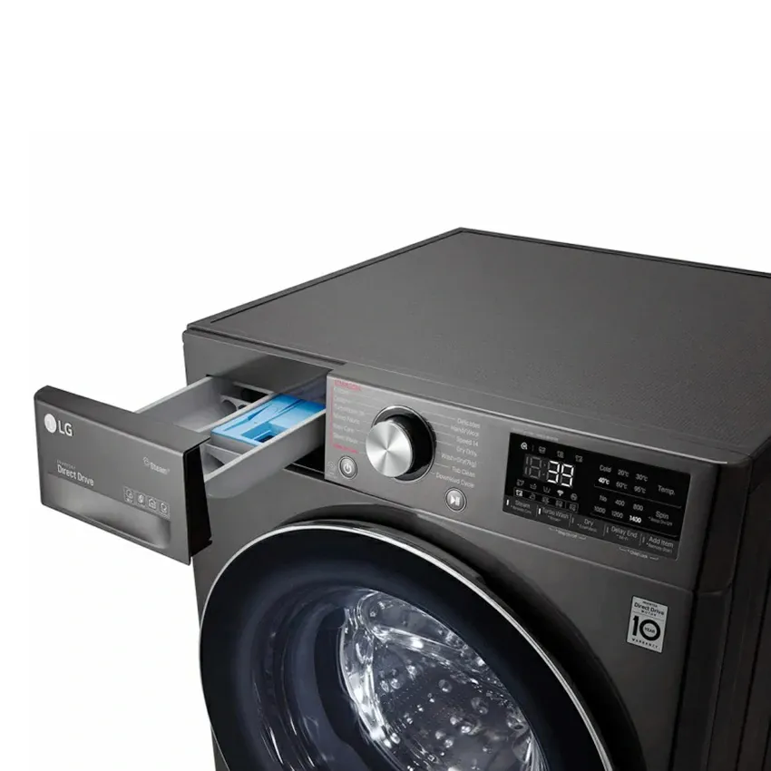 Machine à Laver LG Vivace à vapeur 9 kg | Essorage 1400 Tours/min - Lavante / Séchante - DD6M - Noir 