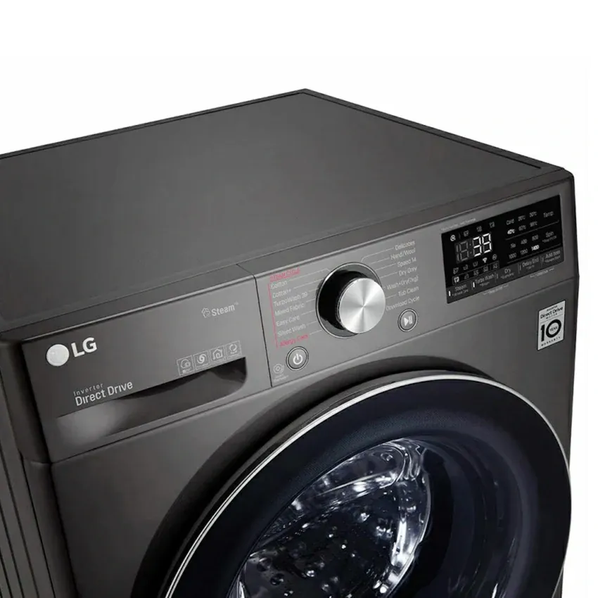 Machine à Laver LG Vivace à vapeur 9 kg | Essorage 1400 Tours/min - Lavante / Séchante - DD6M - Noir 