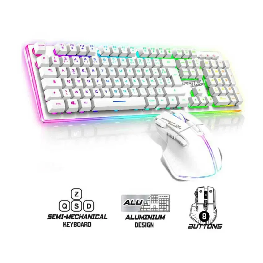 Pack Spirit of Gamer CLS.MK600S.WT | Clavier & Souris USB Blanc RGB