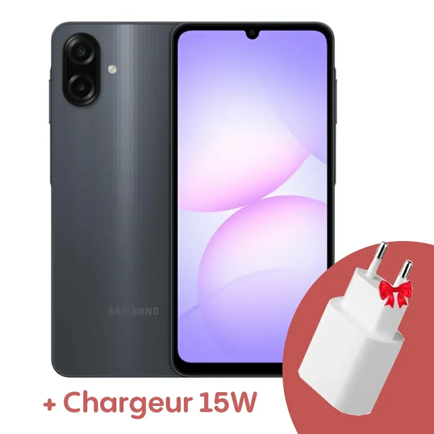 Smartphone Samsung A07 4G | 4/128 - Noir + Chargeur 15W inclus