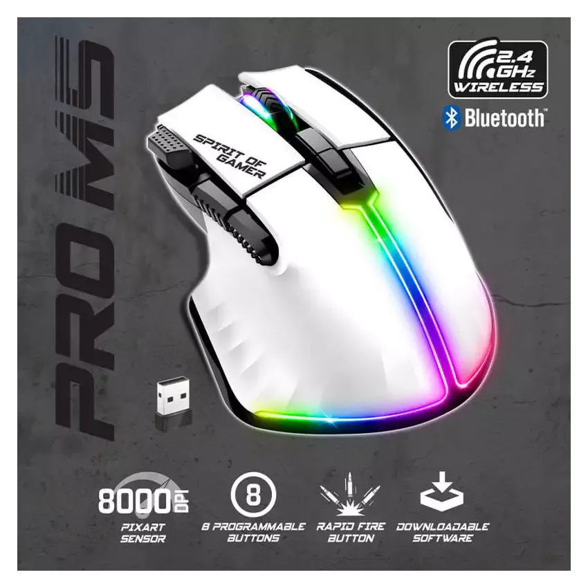 Souris Spirit of Gamer PM5RFWT PRO-M5 | Sans Fil - Blanc 