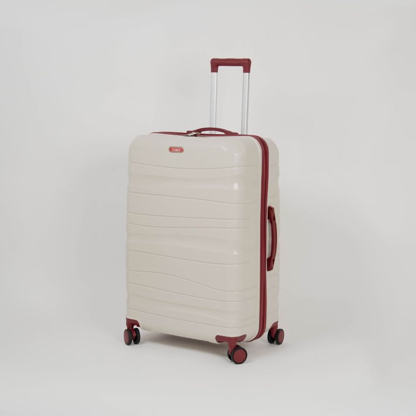 Valise TITOU incassable avec roues démontables | Modèle 20KG - Beige/Rouge 